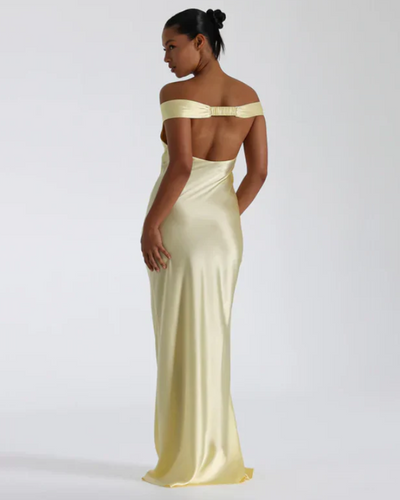 Elysia | Satin Off-Shoulder Maxi Dress