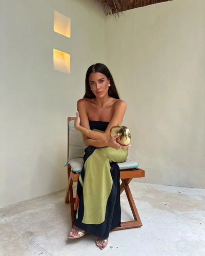 Amara | Abstract Strapless Maxi Dress