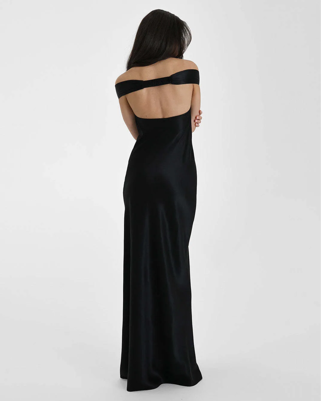 Elysia | Satin Off-Shoulder Maxi Dress