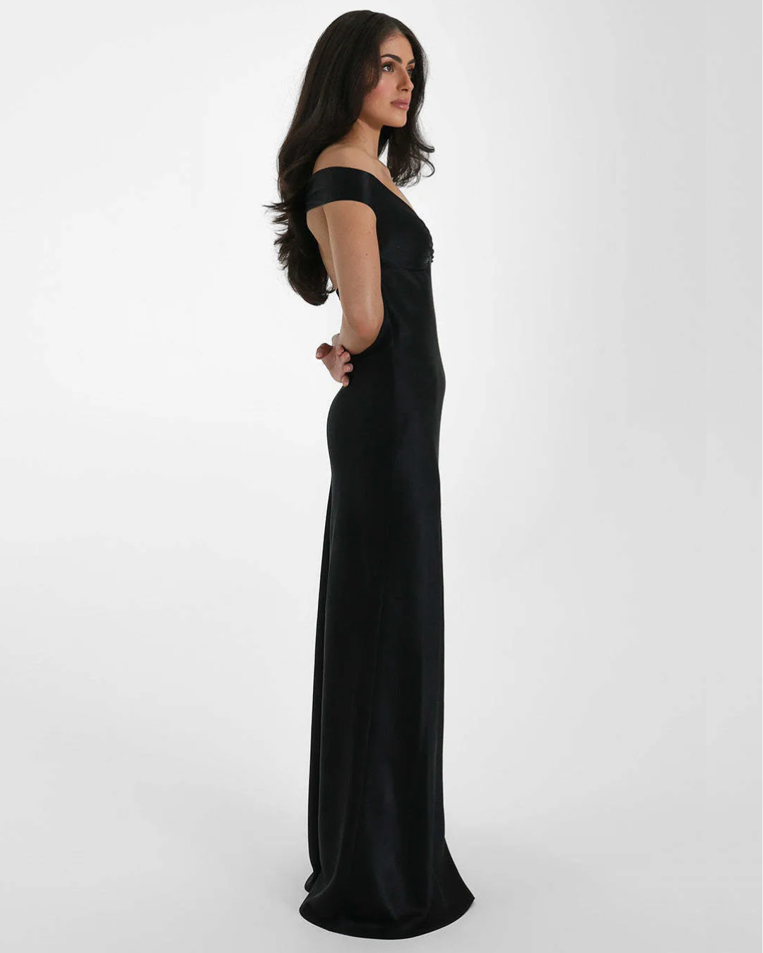 Elysia | Satin Off-Shoulder Maxi Dress