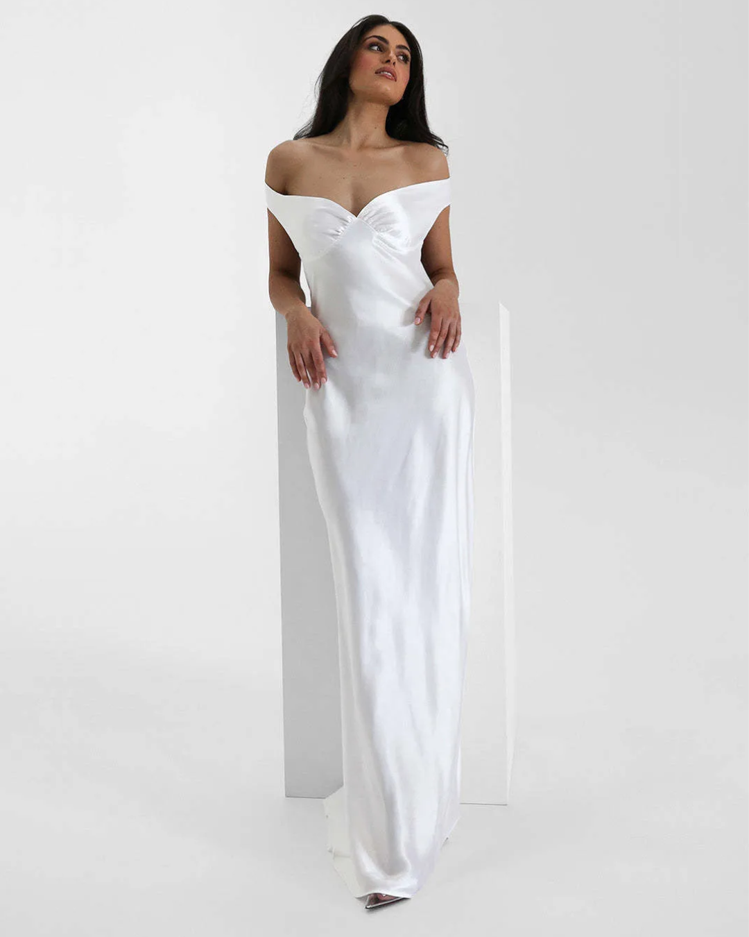 Elysia | Satin Off-Shoulder Maxi Dress