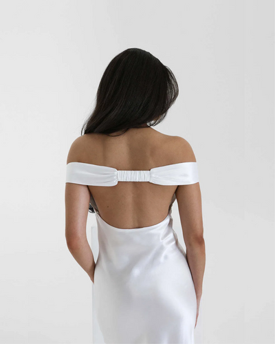 Elysia | Satin Off-Shoulder Maxi Dress