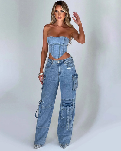 Roxanne | Denim Corset Set