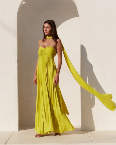 Amaris | Scarf Pleated Maxi Dress