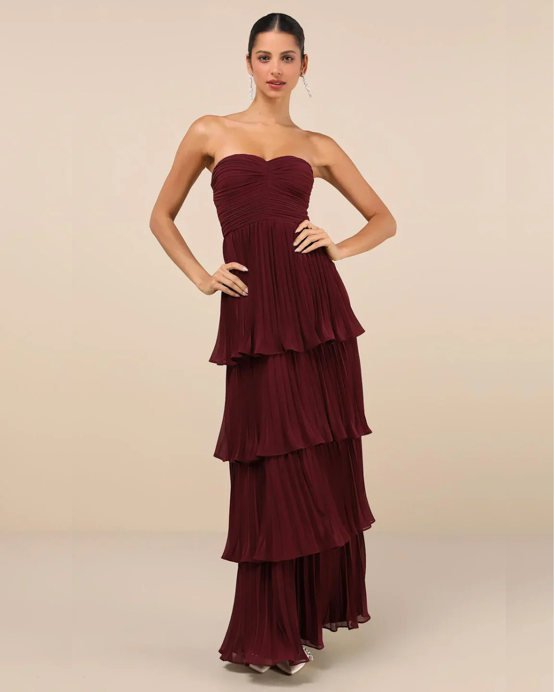 Evangeline | Tiered Pleated Maxi Dress