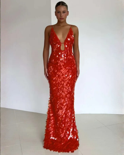 Lorayne | Sculpted Sequin Maxi Dress