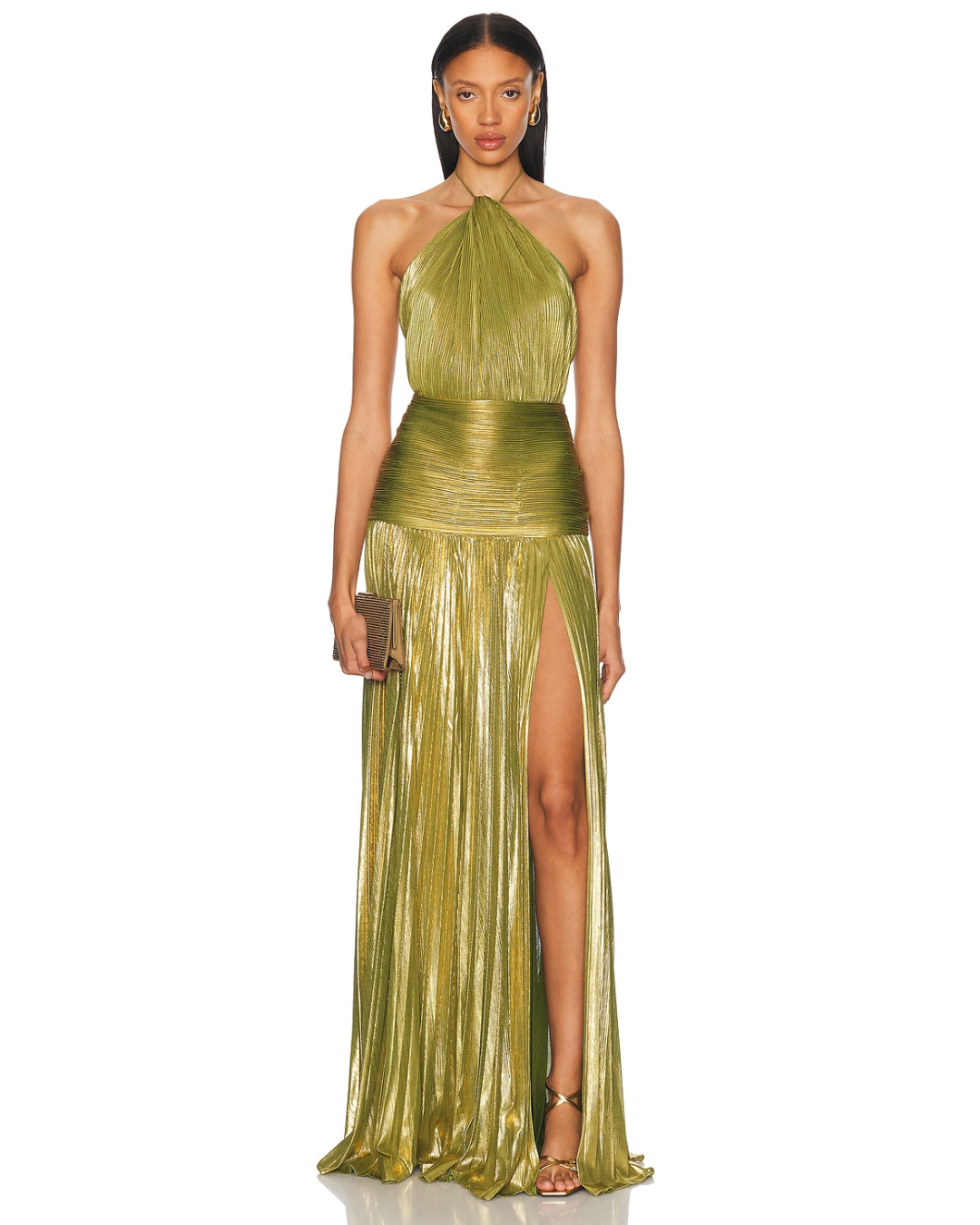 Soraya | High Slit Metallic Maxi Dress