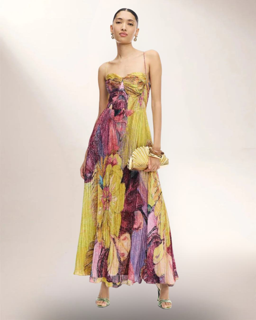 Kiara | Floral Pleated Maxi Dress