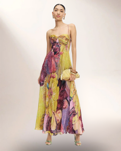 Kiara | Floral Pleated Maxi Dress