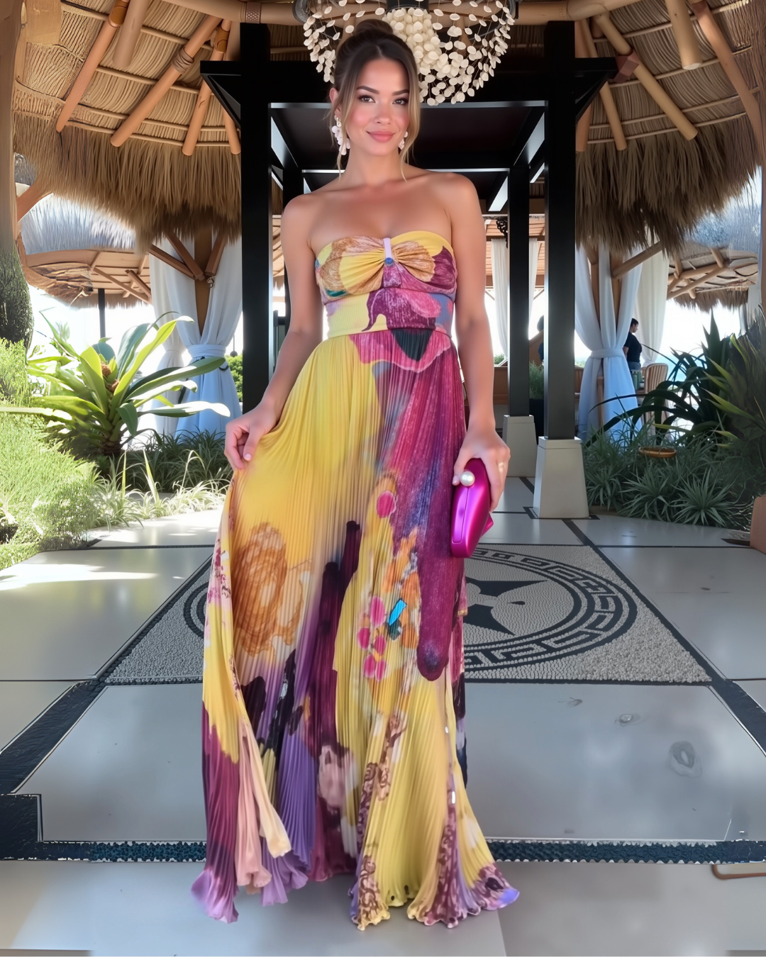 Kiara | Floral Pleated Maxi Dress