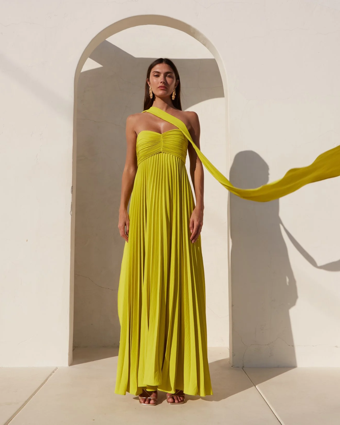 Amaris | Scarf Pleated Maxi Dress