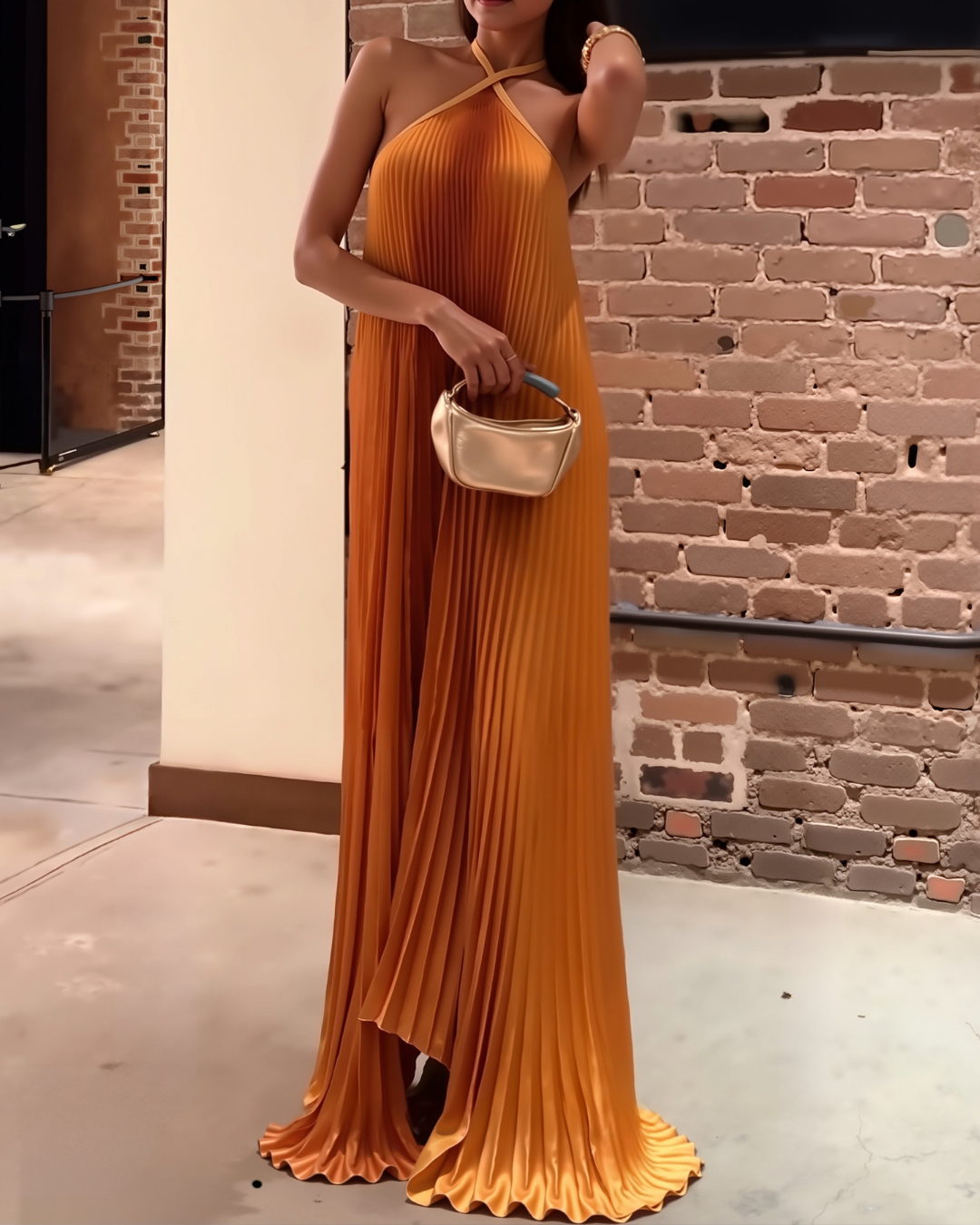Melisse | Pleated Halter Maxi Dress