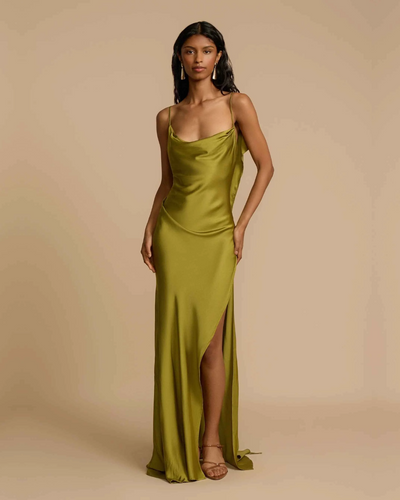 Elysse | Satin Slit Maxi Dress