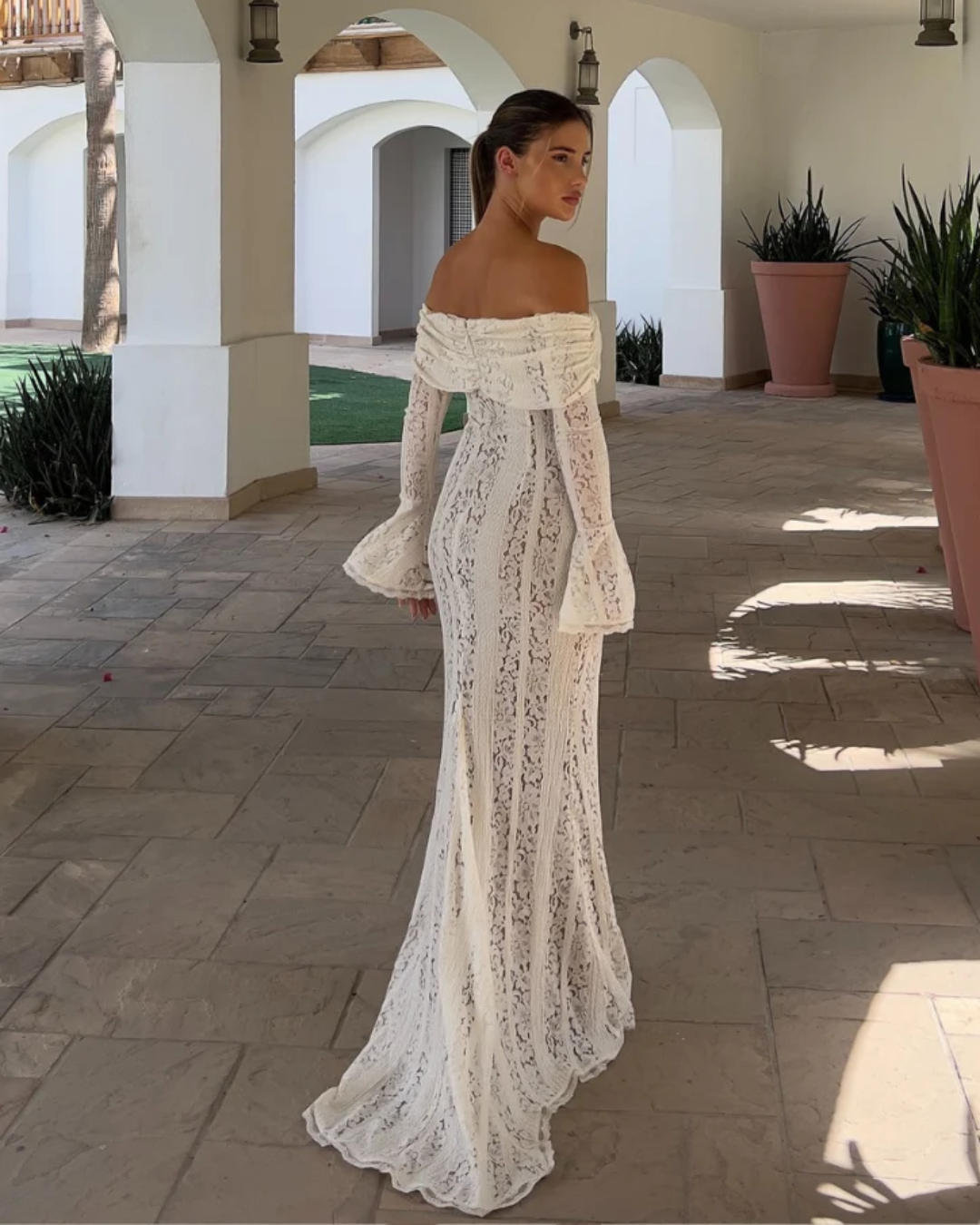 Molinari | Long Sleeve Lace Maxi Dress