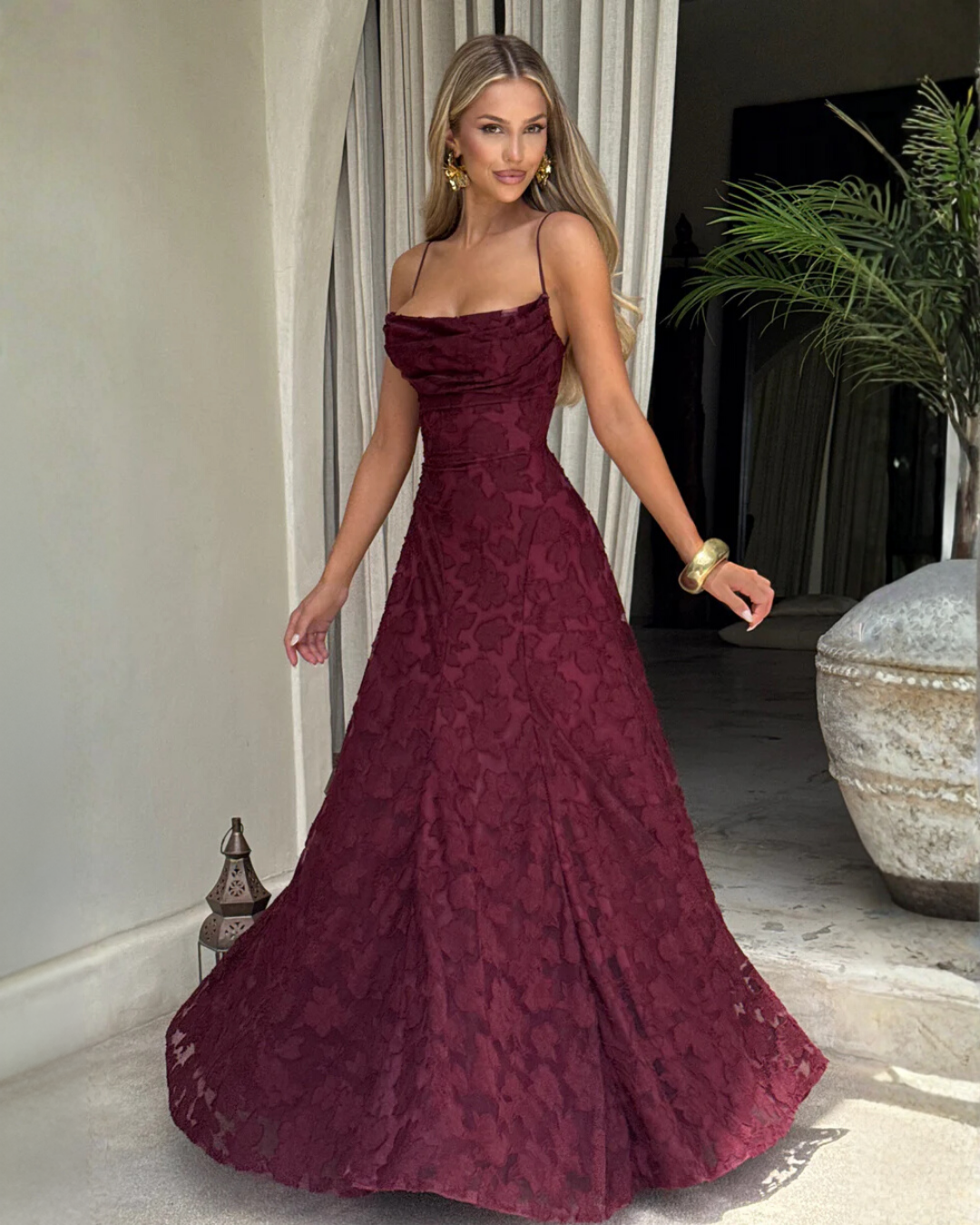 Elisane | Lace Contour Maxi Dress