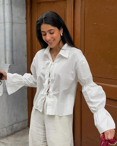 Averly | Lace-Up Cotton Shirt