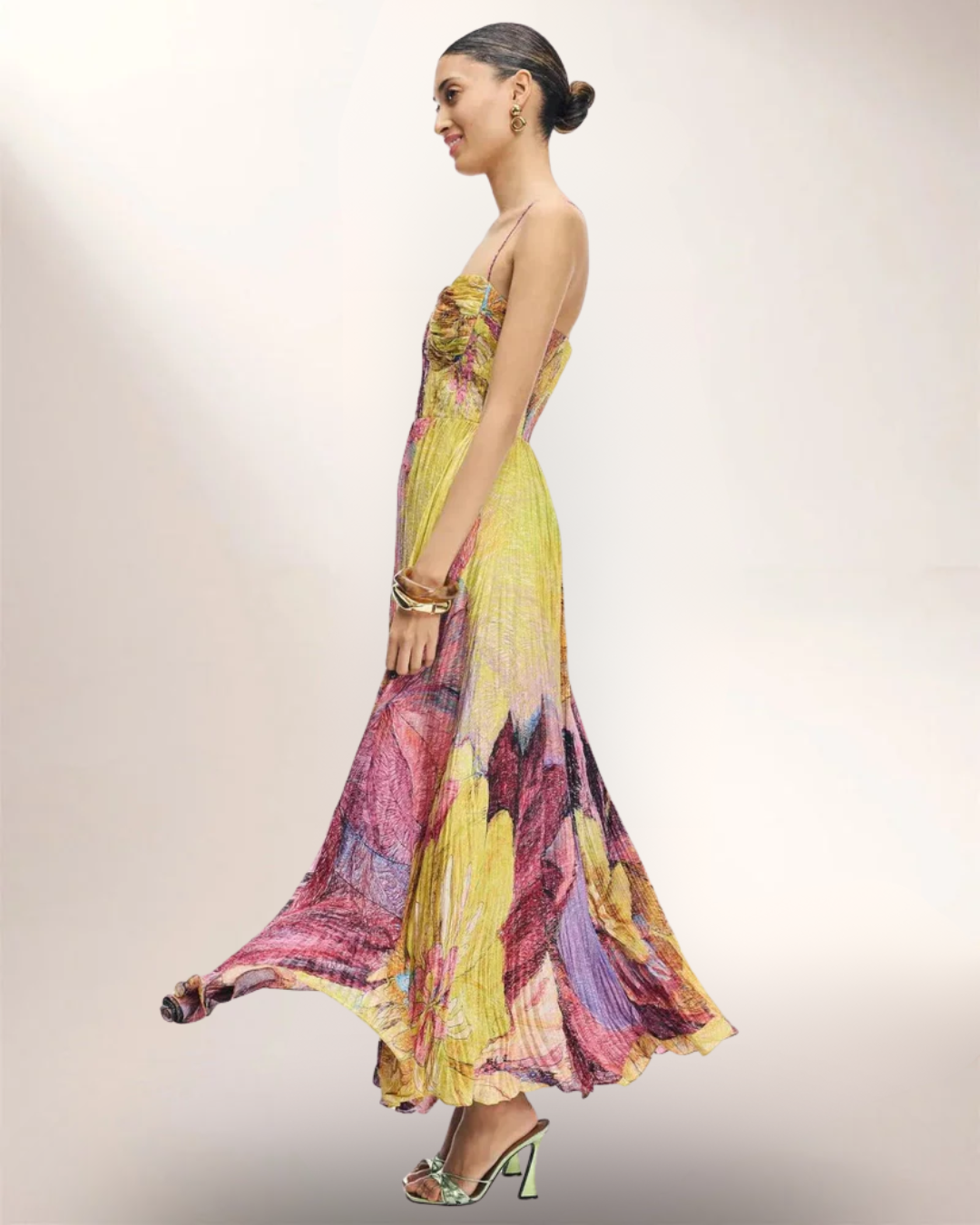Kiara | Floral Pleated Maxi Dress
