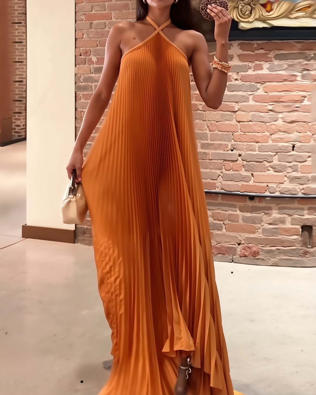 Melisse | Pleated Halter Maxi Dress