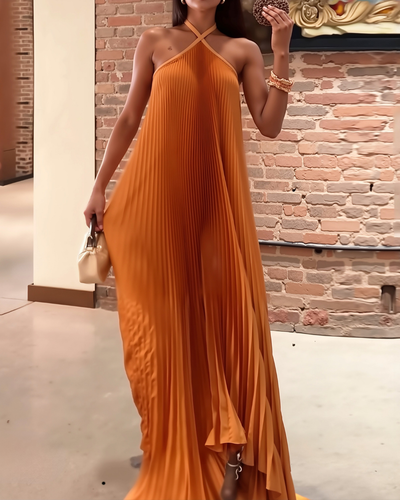 Melisse | Pleated Halter Maxi Dress