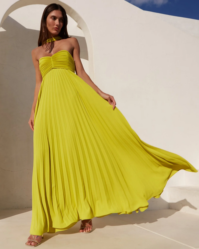 Amaris | Scarf Pleated Maxi Dress