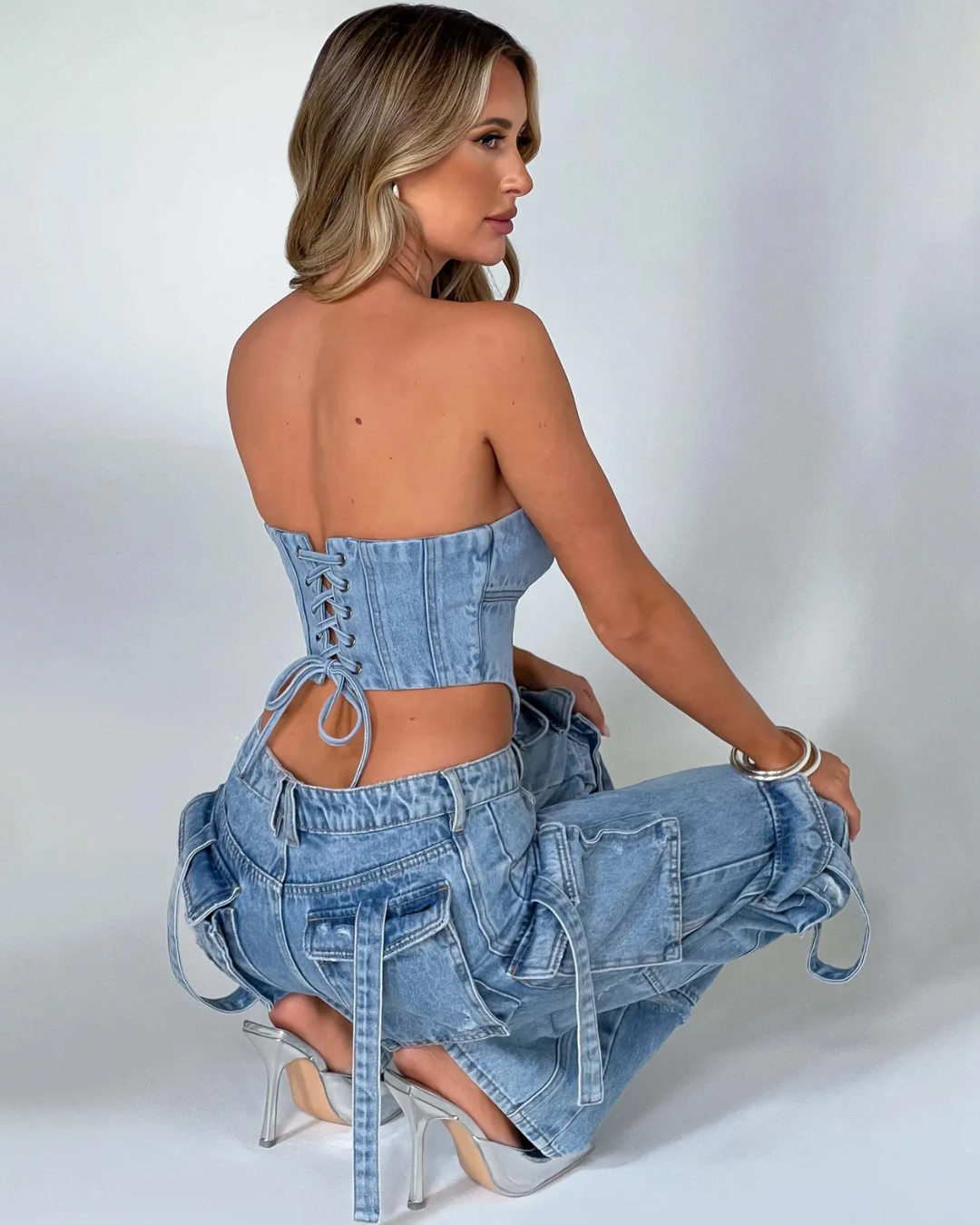 Roxanne | Denim Corset Set