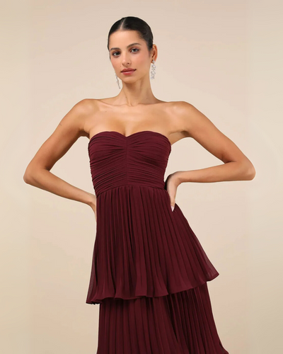 Evangeline | Tiered Pleated Maxi Dress