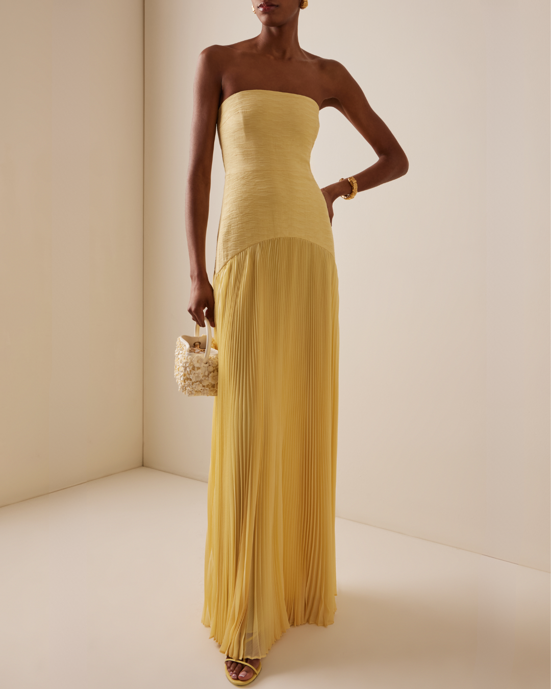 Solara | Pleated Strapless Maxi Dress