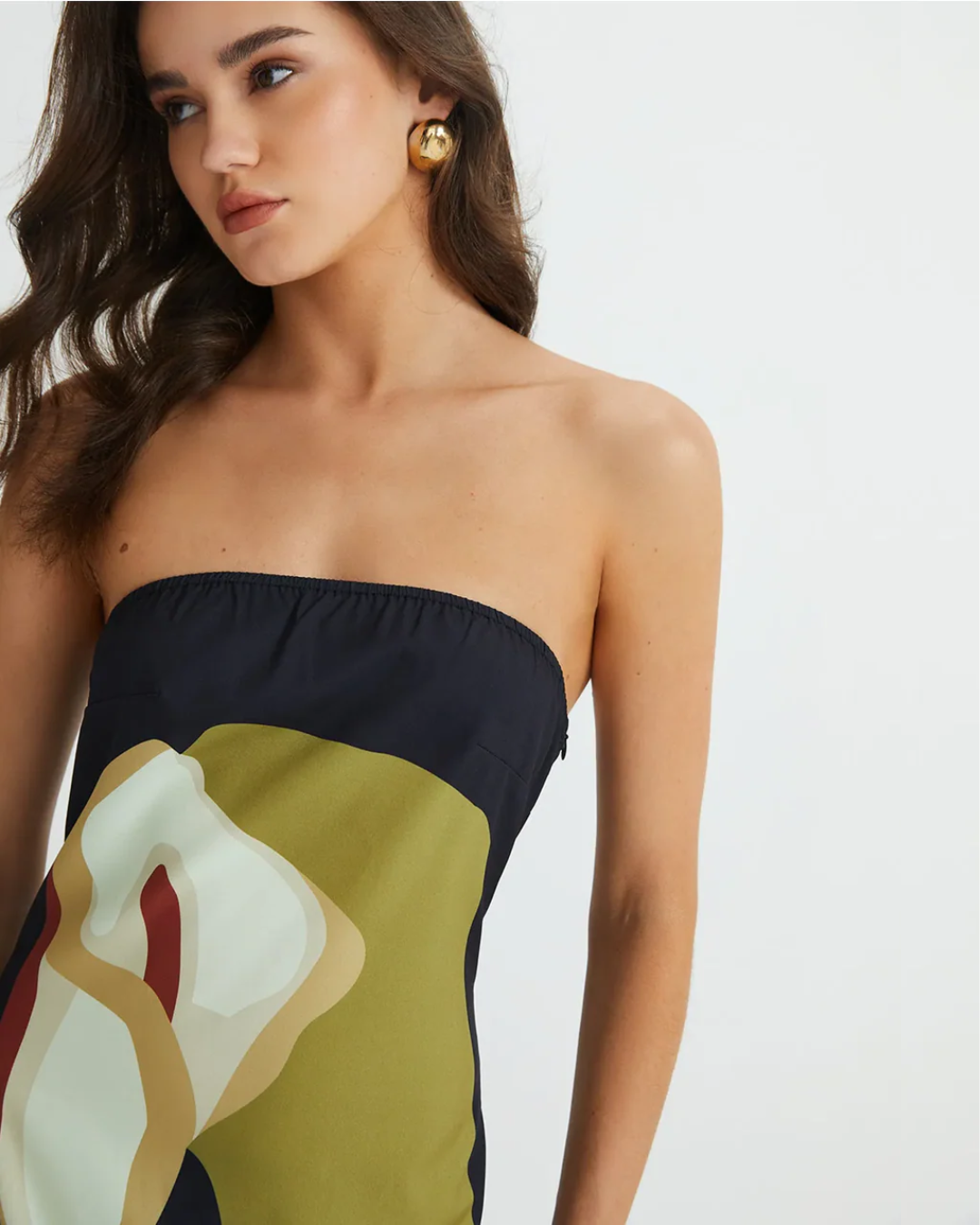 Amara | Abstract Strapless Maxi Dress
