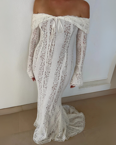 Molinari | Long Sleeve Lace Maxi Dress