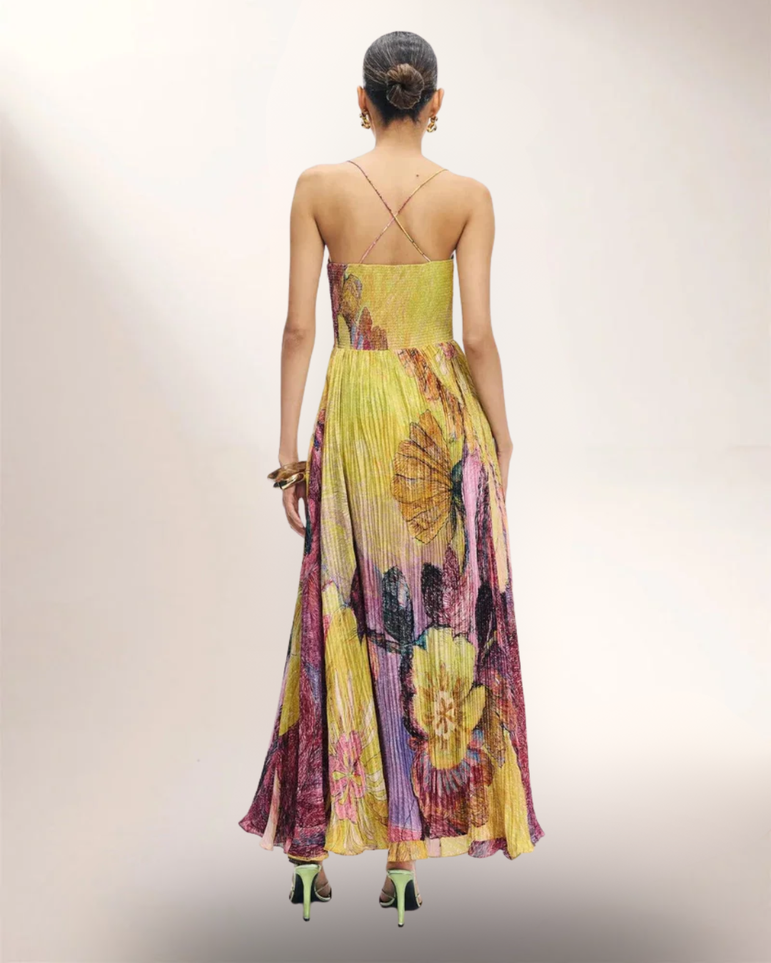 Kiara | Floral Pleated Maxi Dress