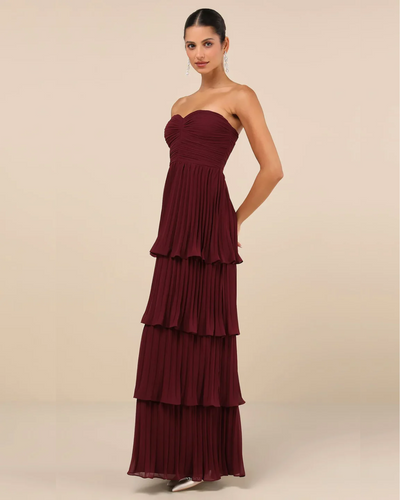 Evangeline | Tiered Pleated Maxi Dress