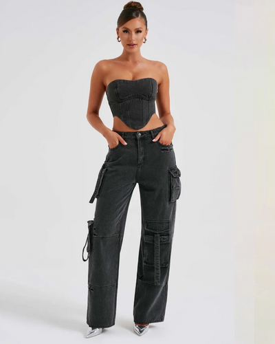 Roxanne | Denim Corset Set