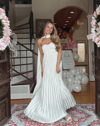 Amaris | Scarf Pleated Maxi Dress