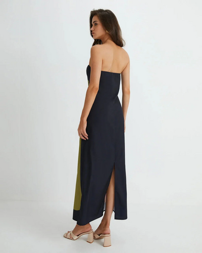 Amara | Abstract Strapless Maxi Dress