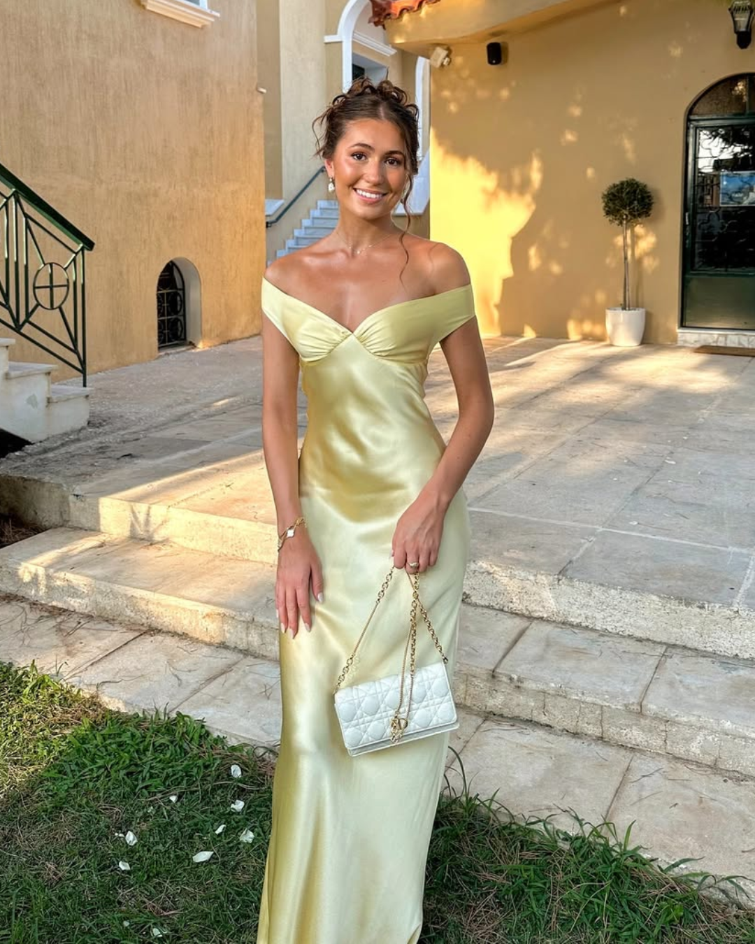 Elysia | Satin Off-Shoulder Maxi Dress