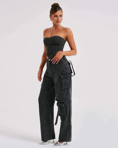Roxanne | Denim Corset Set