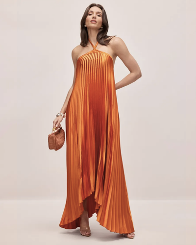 Melisse | Pleated Halter Maxi Dress