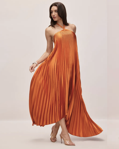 Melisse | Pleated Halter Maxi Dress