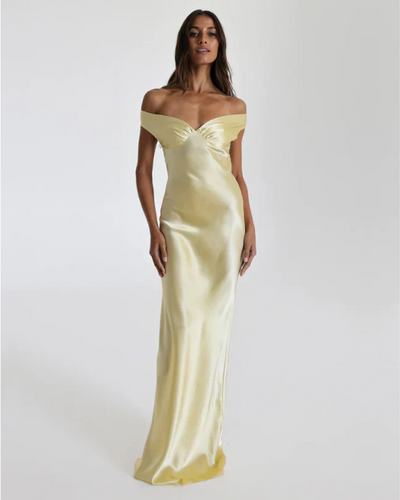 Elysia | Satin Off-Shoulder Maxi Dress