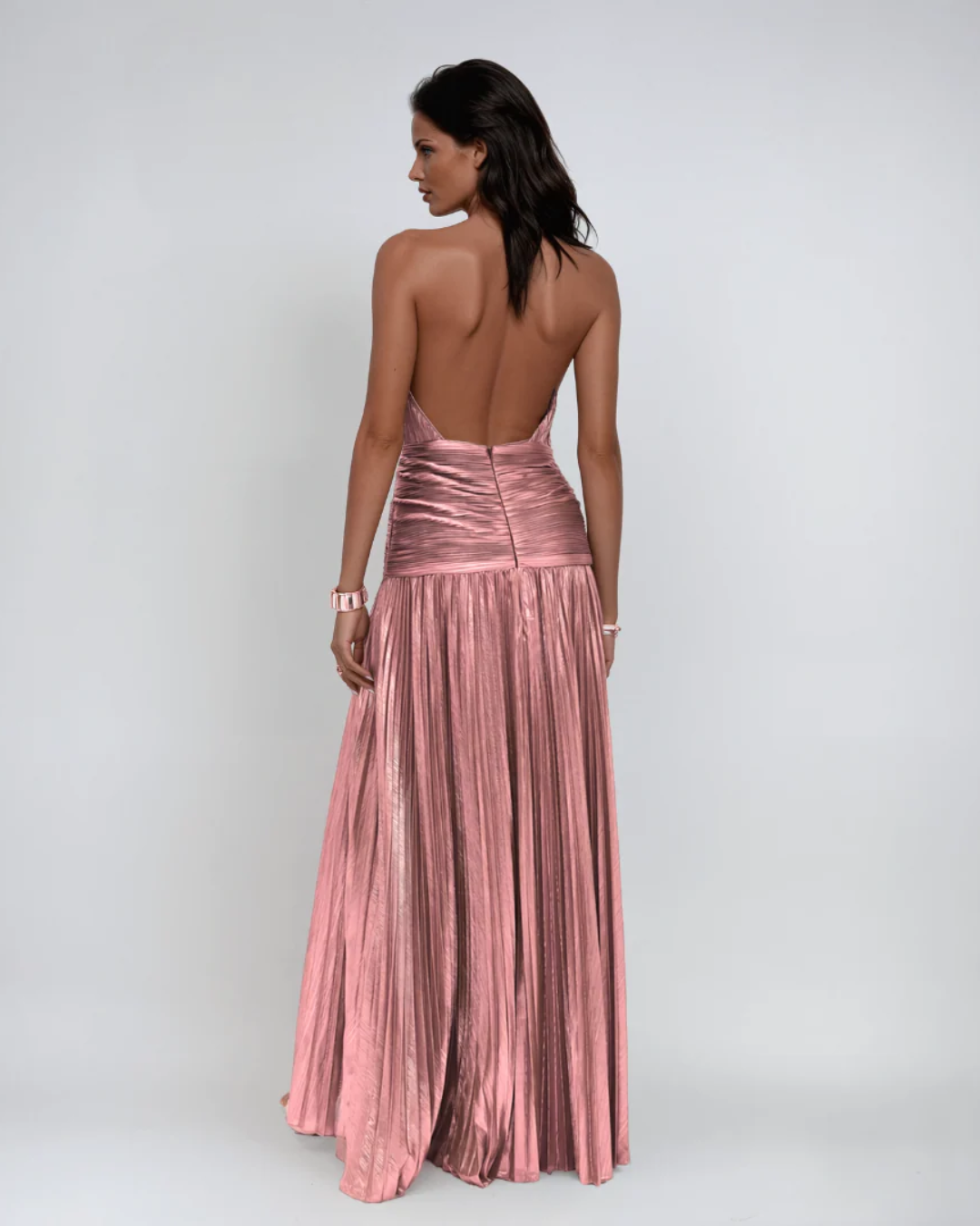 Soraya | High Slit Metallic Maxi Dress