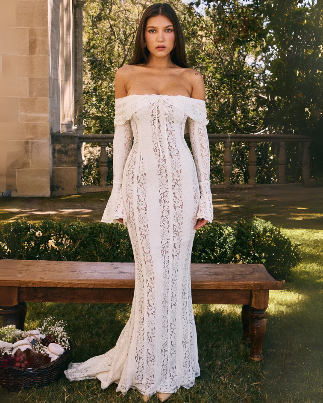 Molinari | Long Sleeve Lace Maxi Dress