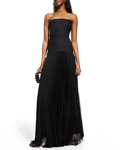 Solara | Pleated Strapless Maxi Dress