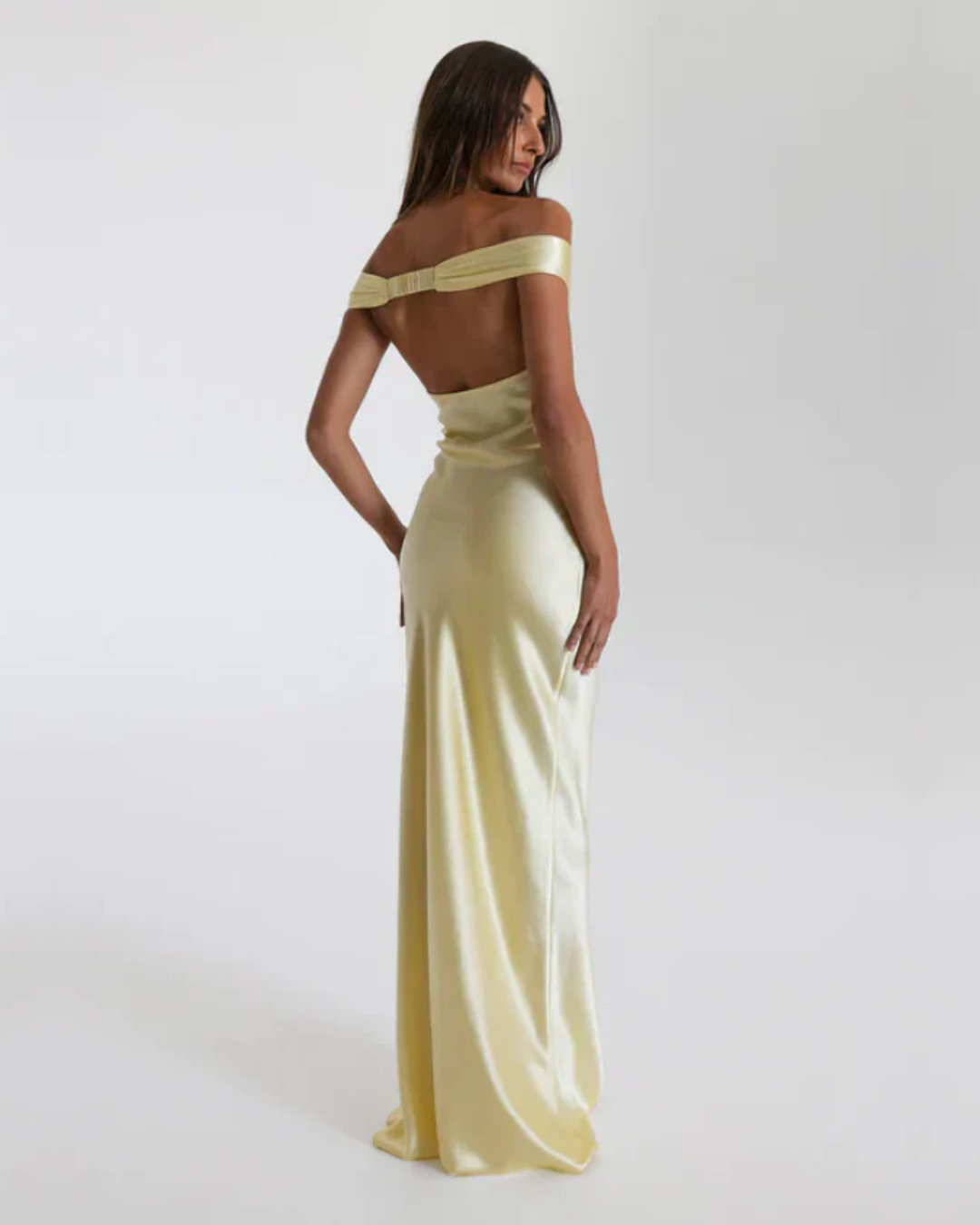 Elysia | Satin Off-Shoulder Maxi Dress