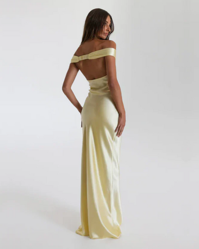 Elysia | Satin Off-Shoulder Maxi Dress