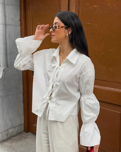 Averly | Lace-Up Cotton Shirt
